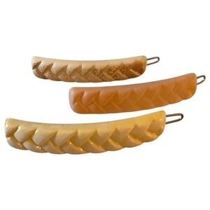 Set of 3 1960’s Vintage French Barrettes with Wire Clasps, Deadstock